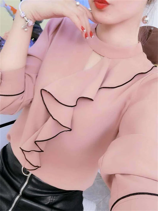 Chiffon Long Sleeve Ruffles Top by MadisonnSavannahBoutique