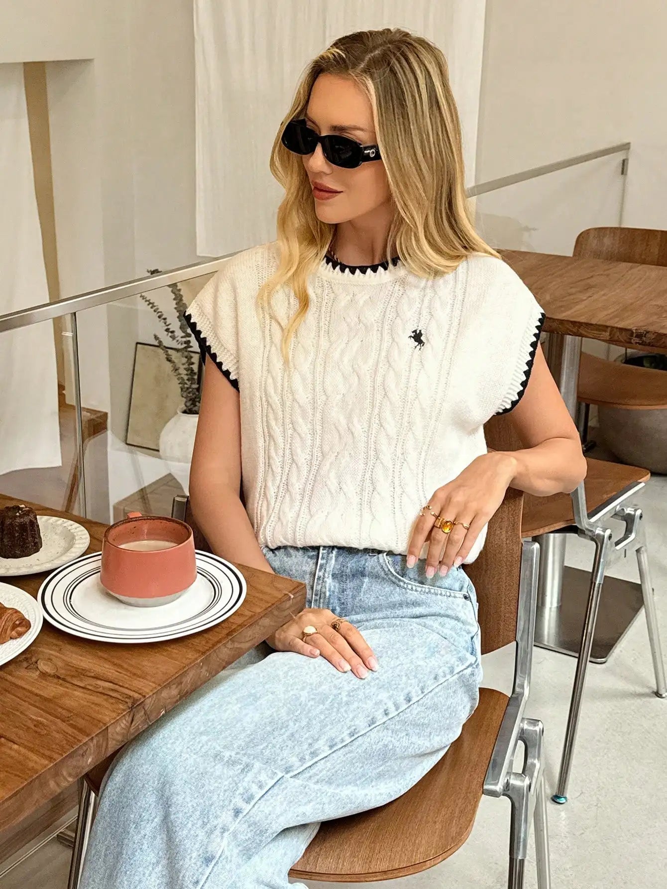 Round Neck Short Sleeve Knitted Top by MadisonnSavannahBoutique