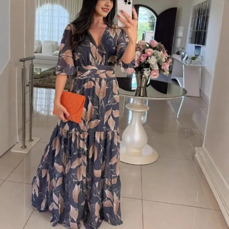 V-neck fashionable long dress by MadisonnSavannahBoutique