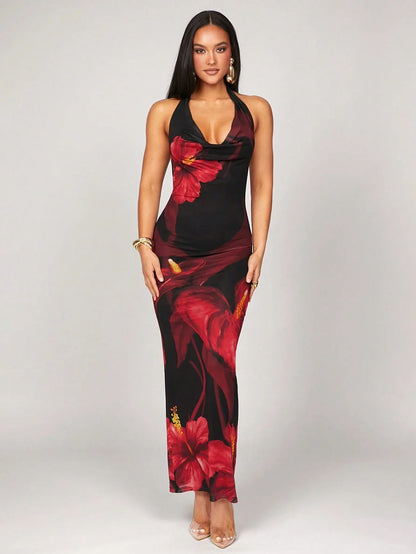 Floral Print Halter Neck Maxi Dress by MadisonnSavannahBoutique