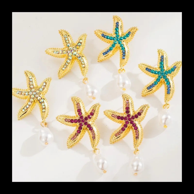 Starfish Earrings Ocean Wind Pearl Earrings by MadisonnSavannahBoutique