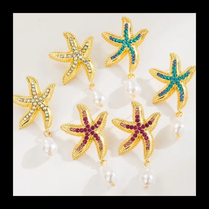 Starfish Earrings Ocean Wind Pearl Earrings by MadisonnSavannahBoutique