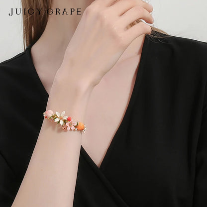 Bangles Peaches Oranges Cherries Flowers Fruit Series Enamel Bracelet by MadisonnSavannahBoutique