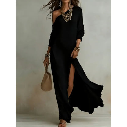 Long-sleeved Knitted Pleated Split Women's Dress by MadisonnSavannahBoutique