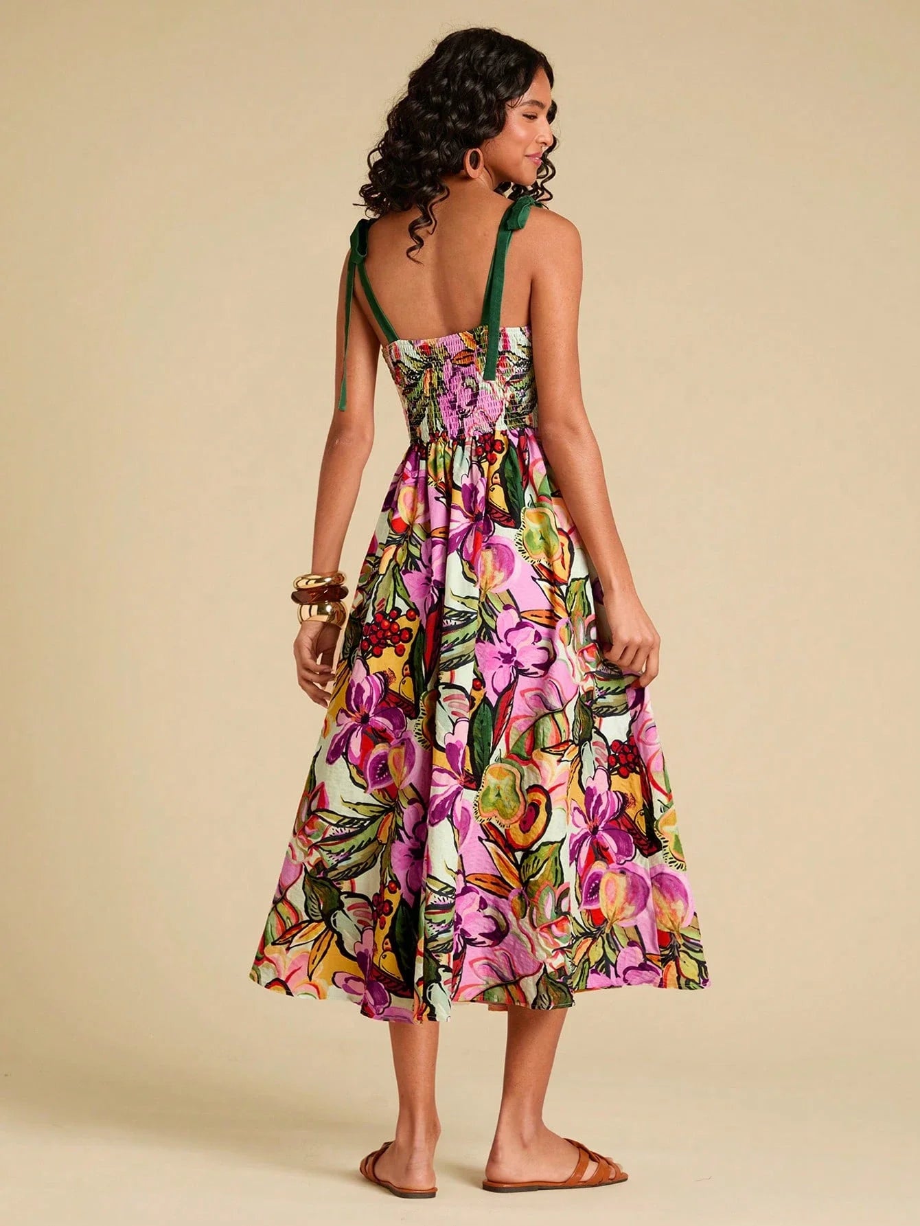 Floral Print Spaghetti Strap Midi Dress For Women Bohemian Beach Style by MadisonnSavannahBoutique