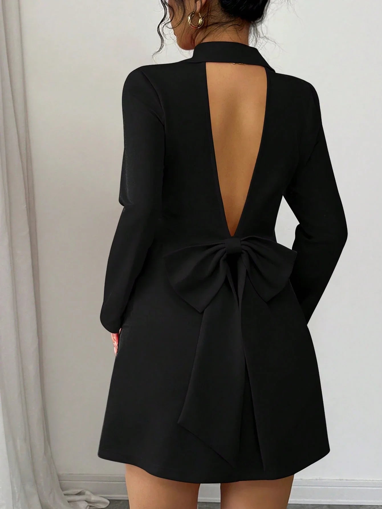 Double-Breasted Deep V-Neck Bow Back Mini Dress by MadisonnSavannahBoutique