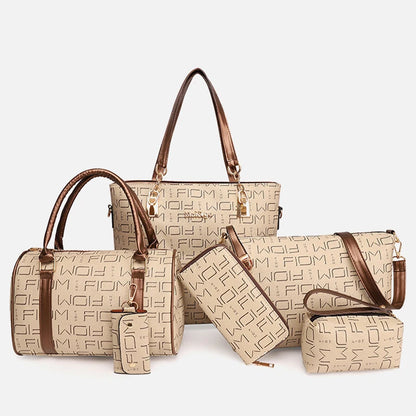 6-Pcs Women Handbag Purse Shoulder Totes Satchel Bags Top-Handle Boston Bag Crossbody Bag Wallet Messenger Set by MadisonnSavannahBoutique