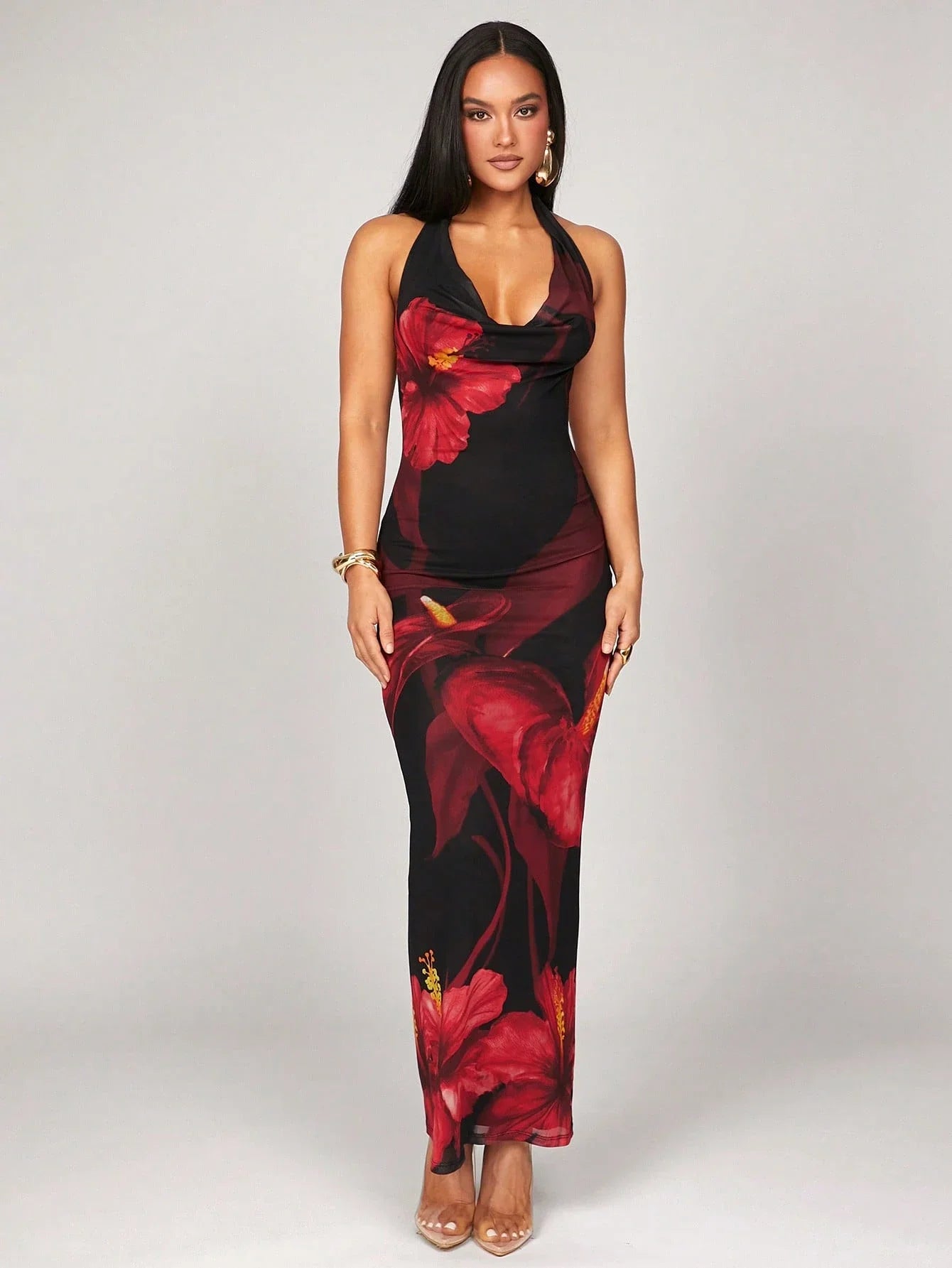 Floral Print Halter Neck Maxi Dress by MadisonnSavannahBoutique