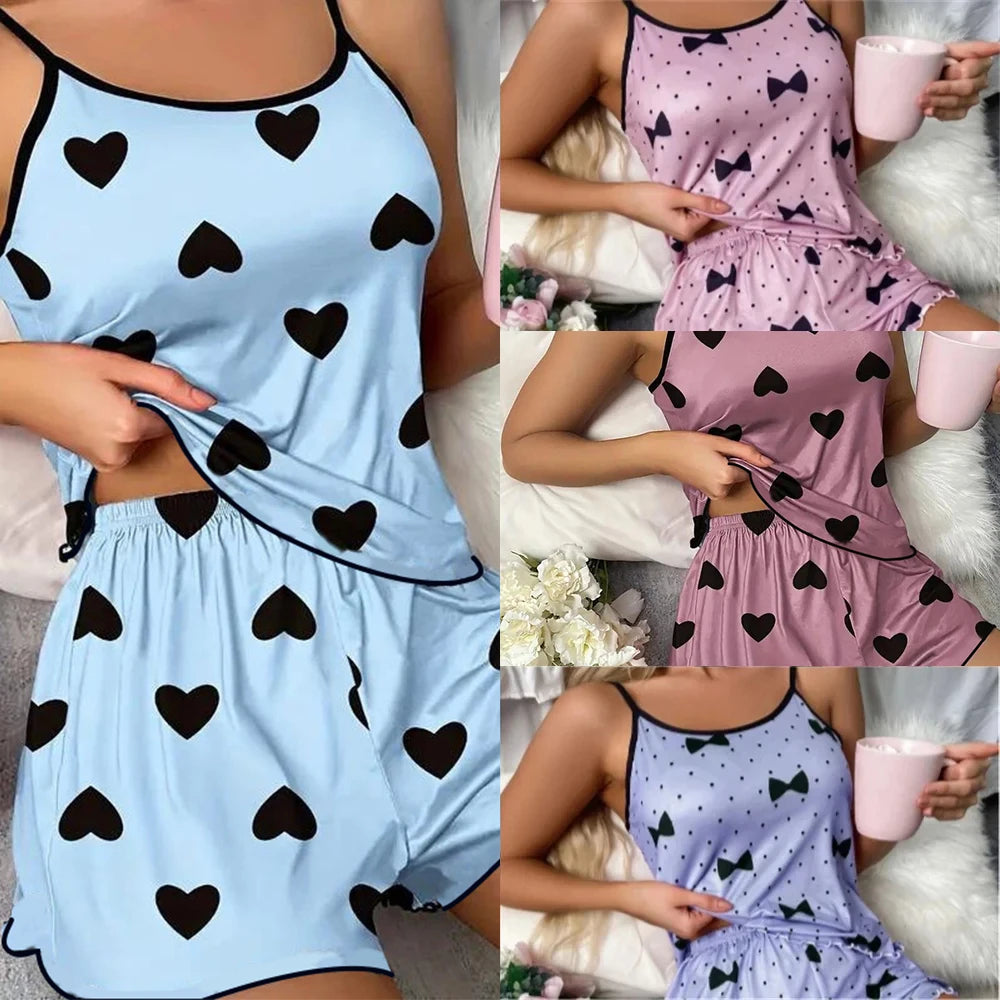 Heart Print Short Sleeve Sleepwear Set by MadisonnSavannahBoutique