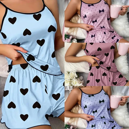 Heart Print Short Sleeve Sleepwear Set by MadisonnSavannahBoutique