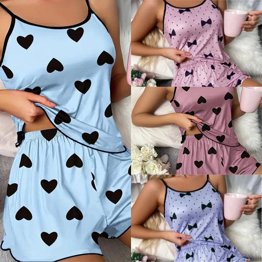 Heart Print Short Sleeve Sleepwear Set by MadisonnSavannahBoutique