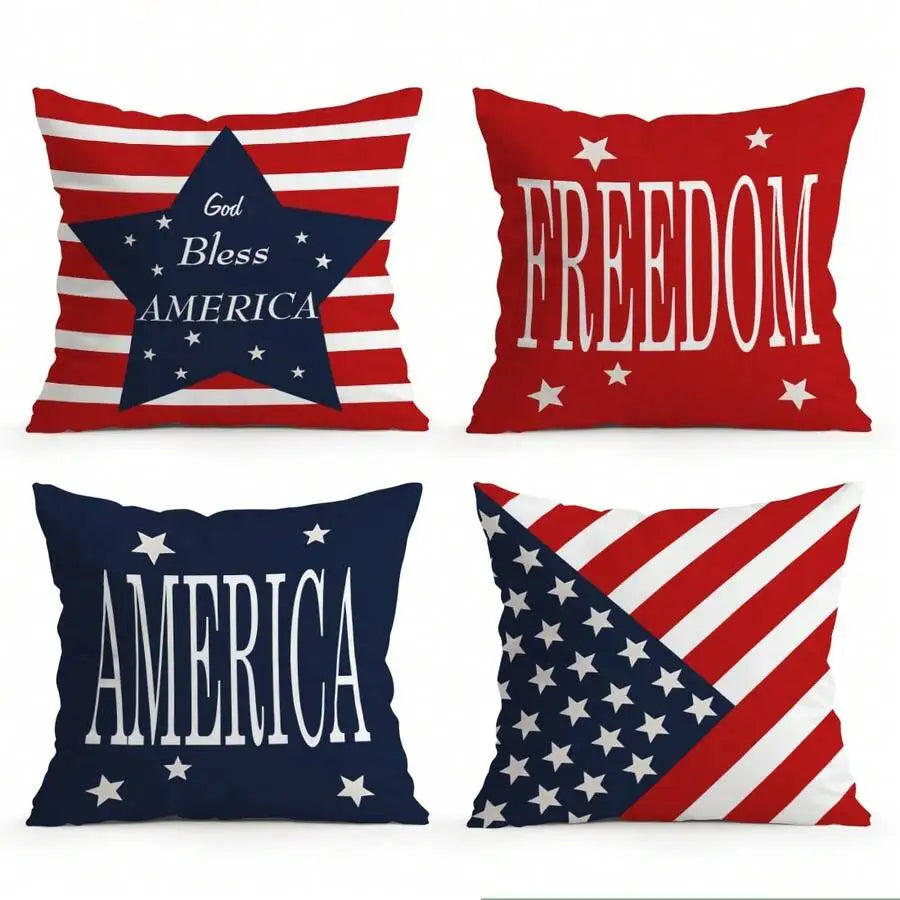 4pcs Patriotic 4th of July Pillow Covers, 18x18 Inch by MadisonnSavannahBoutique