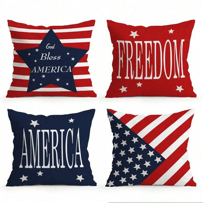 4pcs Patriotic 4th of July Pillow Covers, 18x18 Inch by MadisonnSavannahBoutique