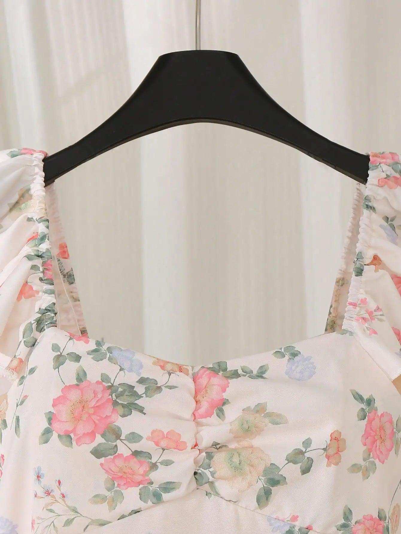 Floral Print Square Neck Flare Sleeve A-Line Maxi Dress With Zipper Back by MadisonnSavannahBoutique