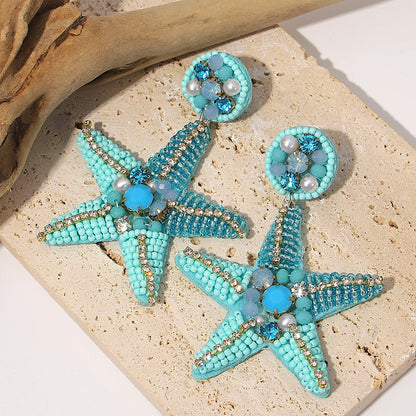Bohemian Starfish Lobster Conch Seed Bead Drop Earrings Handmade by MadisonnSavannahBoutique
