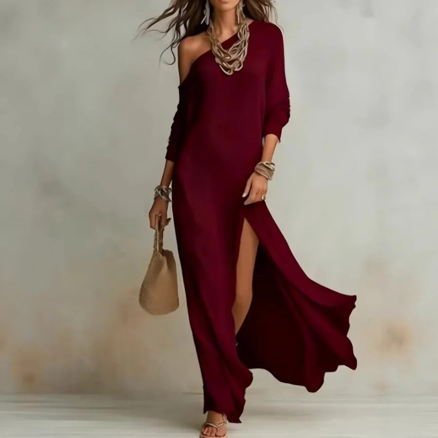 Long-sleeved Knitted Pleated Split Women's Dress by MadisonnSavannahBoutique