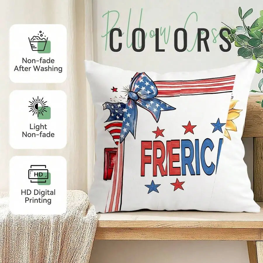 4pcs Patriotic 4th of July Pillow Covers, 18x18 Inch by MadisonnSavannahBoutique