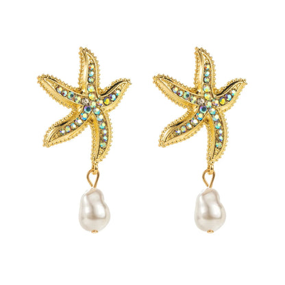 Starfish Earrings Ocean Wind Pearl Earrings by MadisonnSavannahBoutique