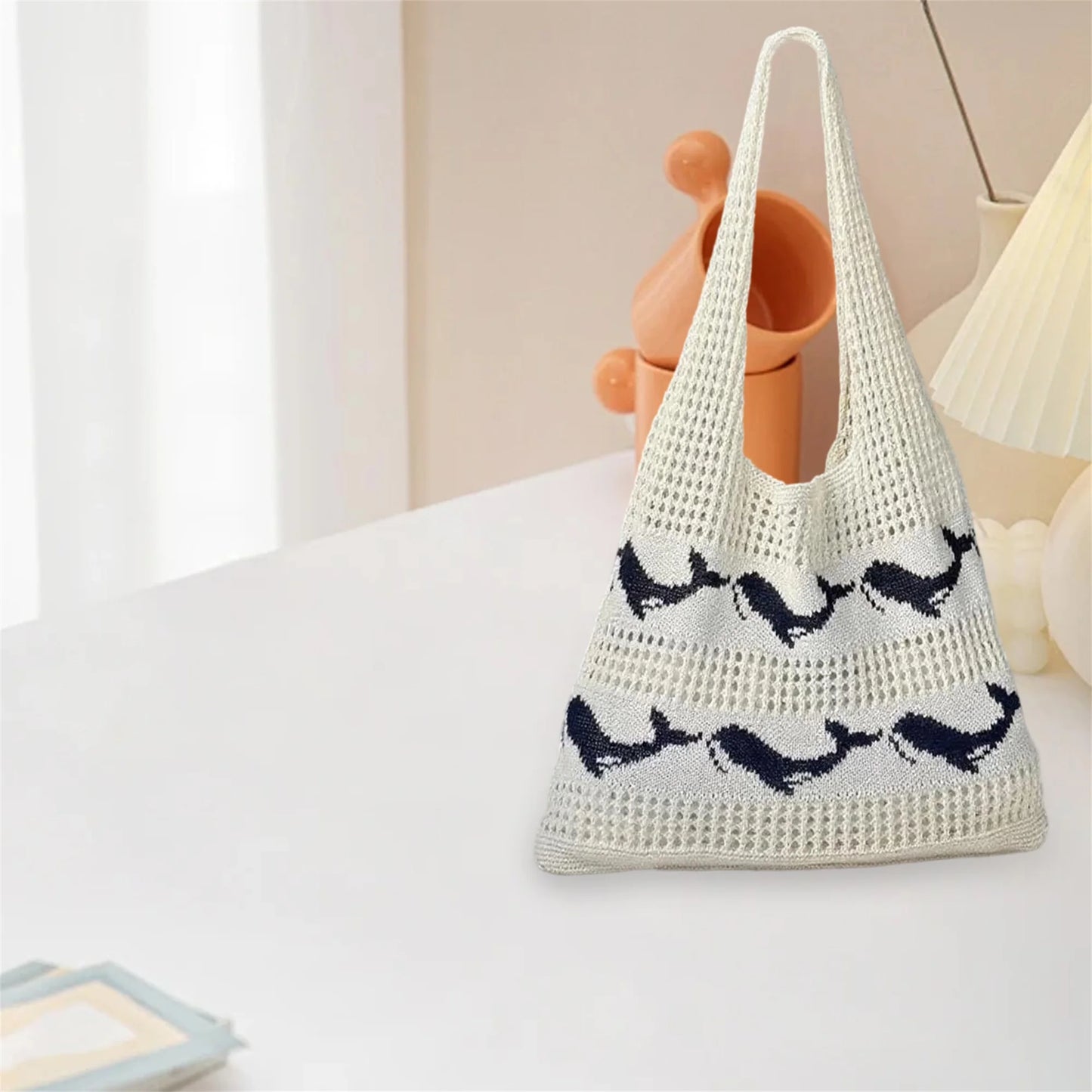 Handmade Crochet Tote Bag with Seahorse Design by MadisonnSavannahBoutique