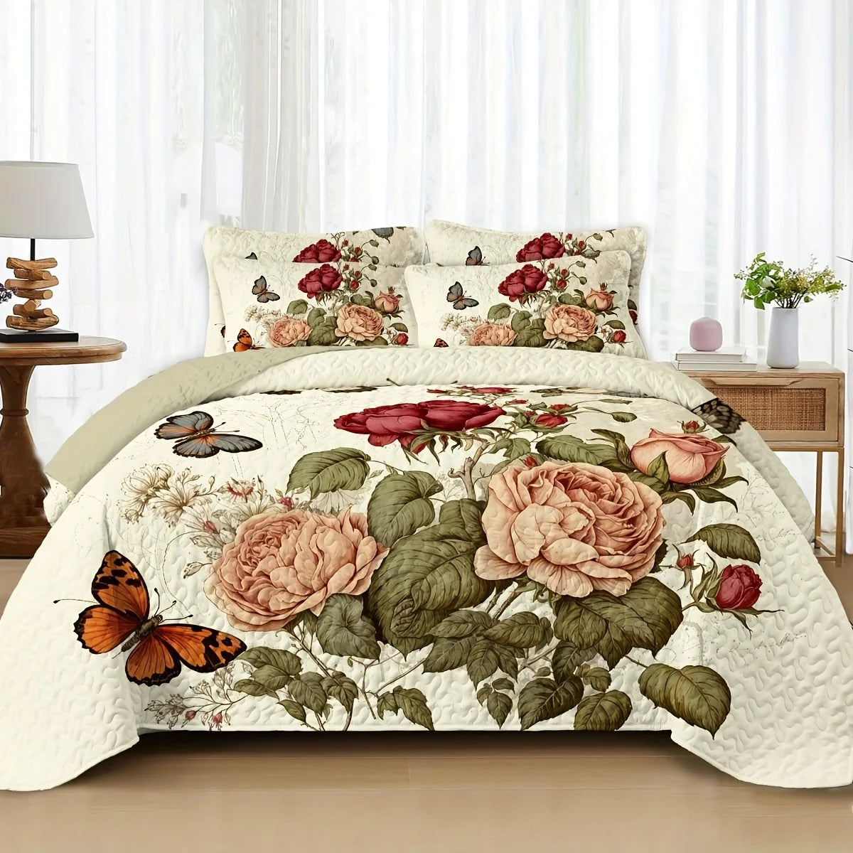 2/3pcs Floral Lightweight Comforter Quilt Set by MadisonnSavannahBoutique