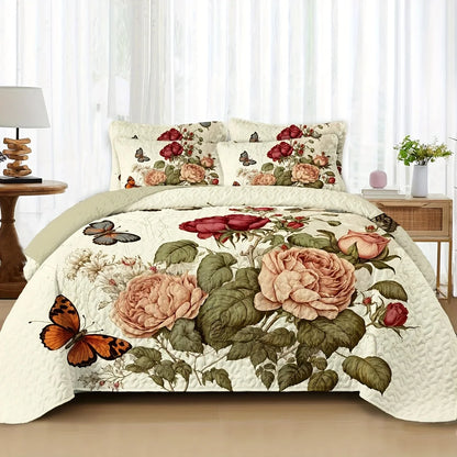 2/3pcs Floral Lightweight Comforter Quilt Set by MadisonnSavannahBoutique