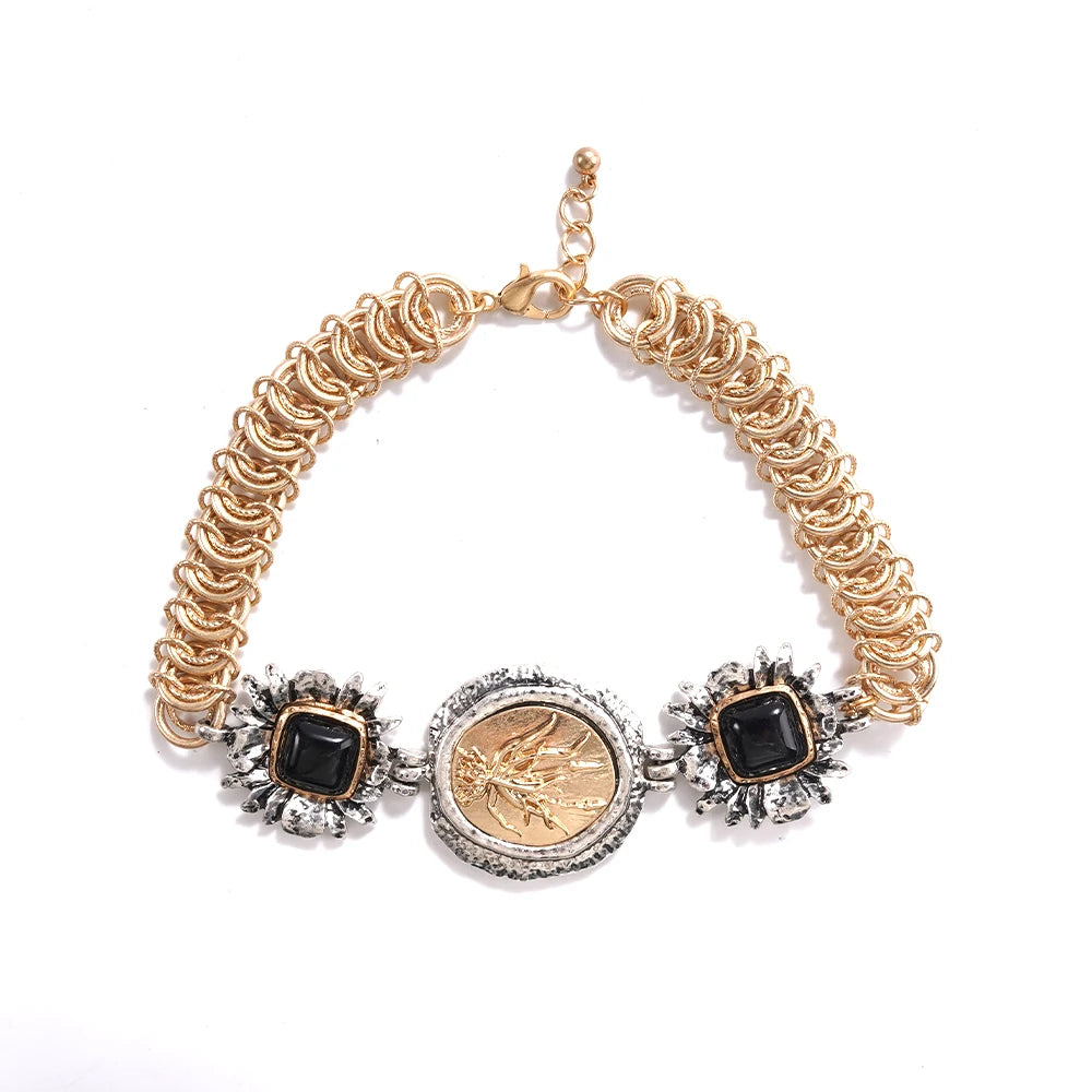 (Gold/Silver + Black Gem) Retro by MadisonnSavannahBoutique