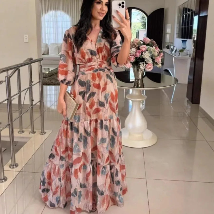 V-neck fashionable long dress by MadisonnSavannahBoutique