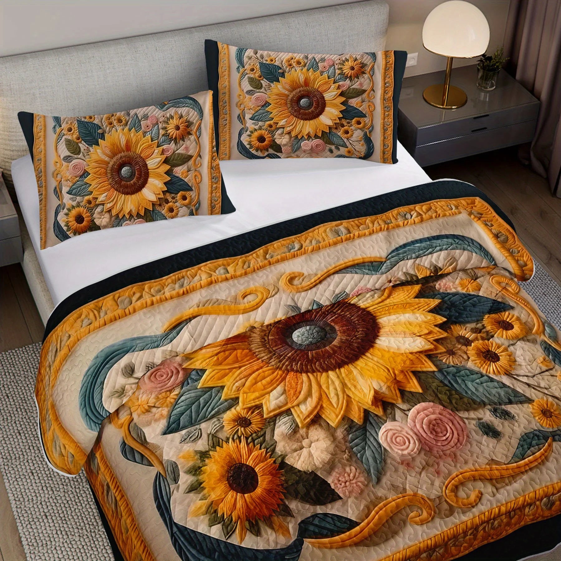 3pcs Sunflower Quilt Set by MadisonnSavannahBoutique