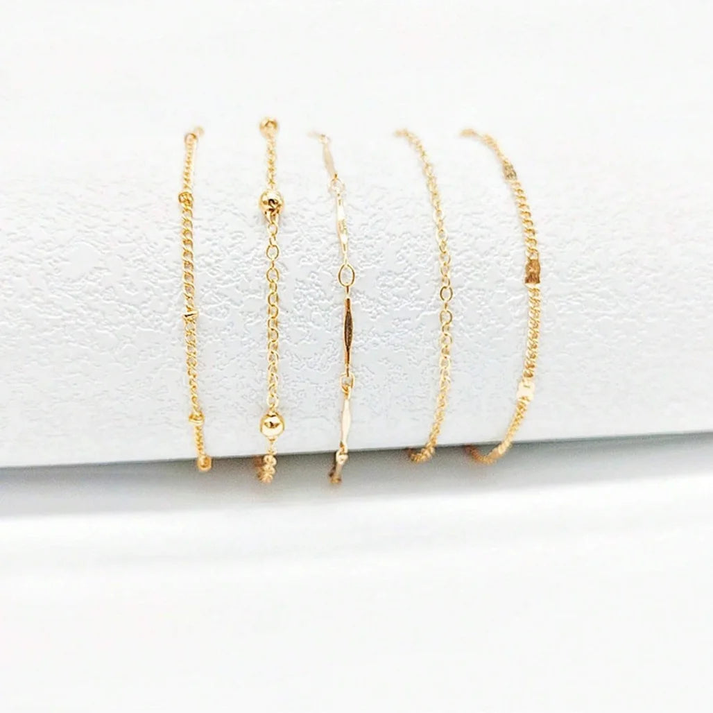 5 Piece Mixed Chain Anklet Set, Bohemian by MadisonnSavannahBoutique