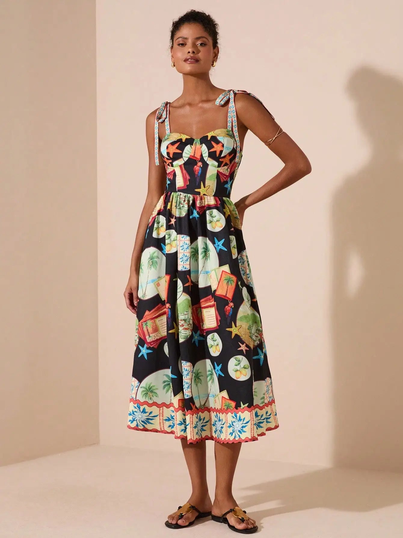 Floral Print Spaghetti Strap Midi Dress For Women Bohemian Beach Style by MadisonnSavannahBoutique
