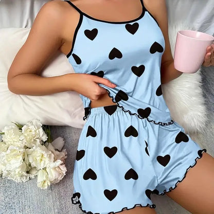 Heart Print Short Sleeve Sleepwear Set by MadisonnSavannahBoutique