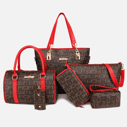 6-Pcs Women Handbag Purse Shoulder Totes Satchel Bags Top-Handle Boston Bag Crossbody Bag Wallet Messenger Set by MadisonnSavannahBoutique