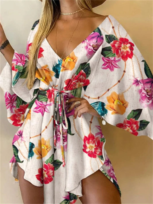 Flowers Print Bohemian Beach cover up by MadisonnSavannahBoutique