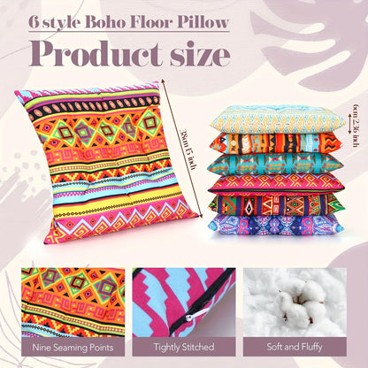 6pcs .15 Inch Boho Floor Cushions by MadisonnSavannahBoutique