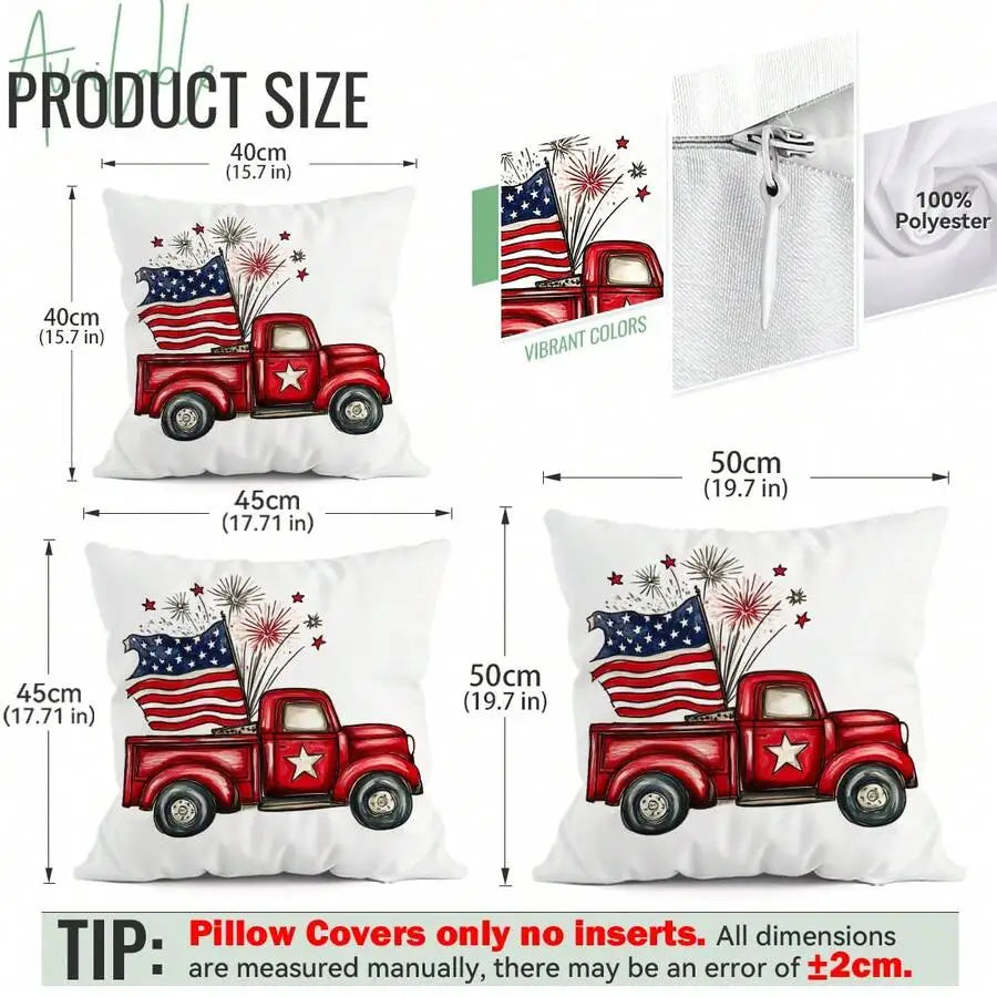 4pcs Patriotic 4th of July Pillow Covers, 18x18 Inch by MadisonnSavannahBoutique