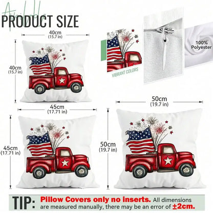 4pcs Patriotic 4th of July Pillow Covers, 18x18 Inch by MadisonnSavannahBoutique