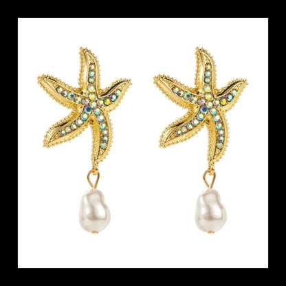 Starfish Earrings Ocean Wind Pearl Earrings by MadisonnSavannahBoutique