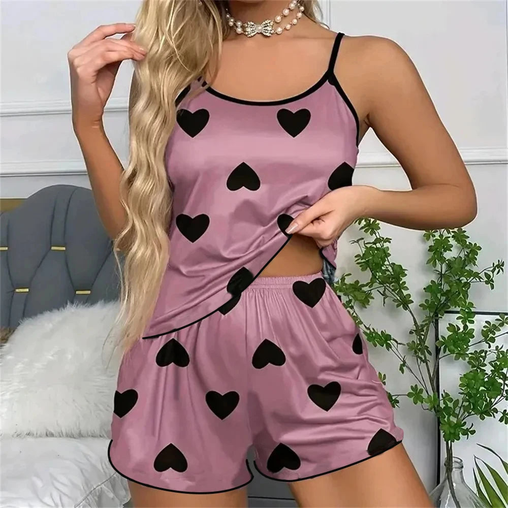 Heart Print Short Sleeve Sleepwear Set by MadisonnSavannahBoutique