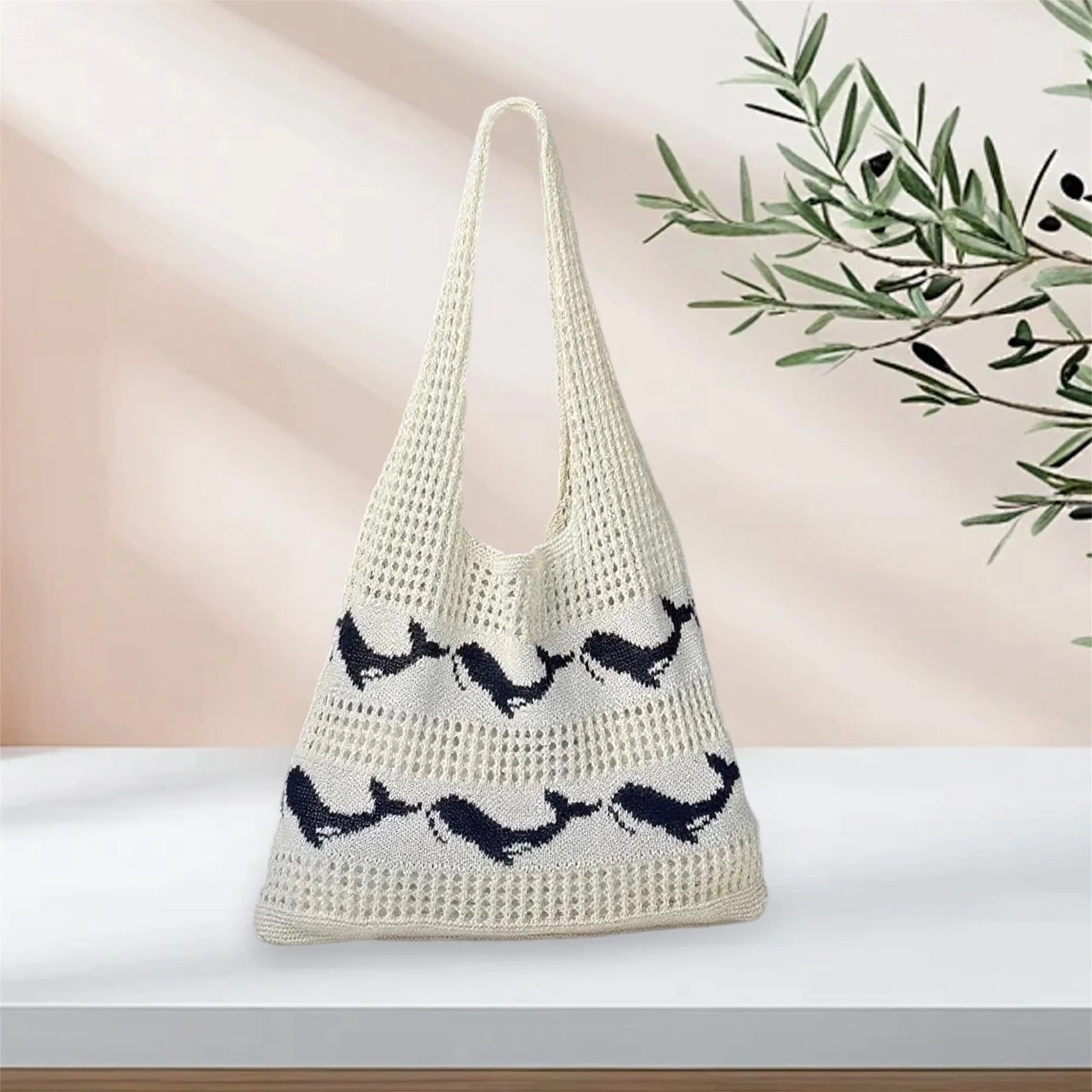 Handmade Crochet Tote Bag with Seahorse Design by MadisonnSavannahBoutique