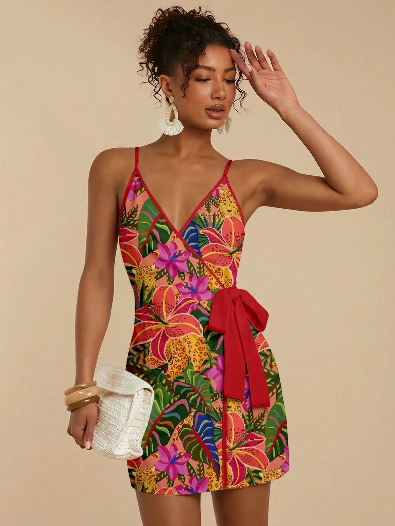 Women Wrap Floral Print Boho Dress Mini by MadisonnSavannahBoutique