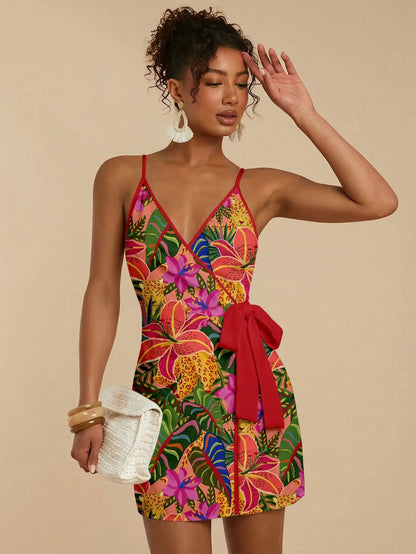 Women Wrap Floral Print Boho Dress Mini by MadisonnSavannahBoutique