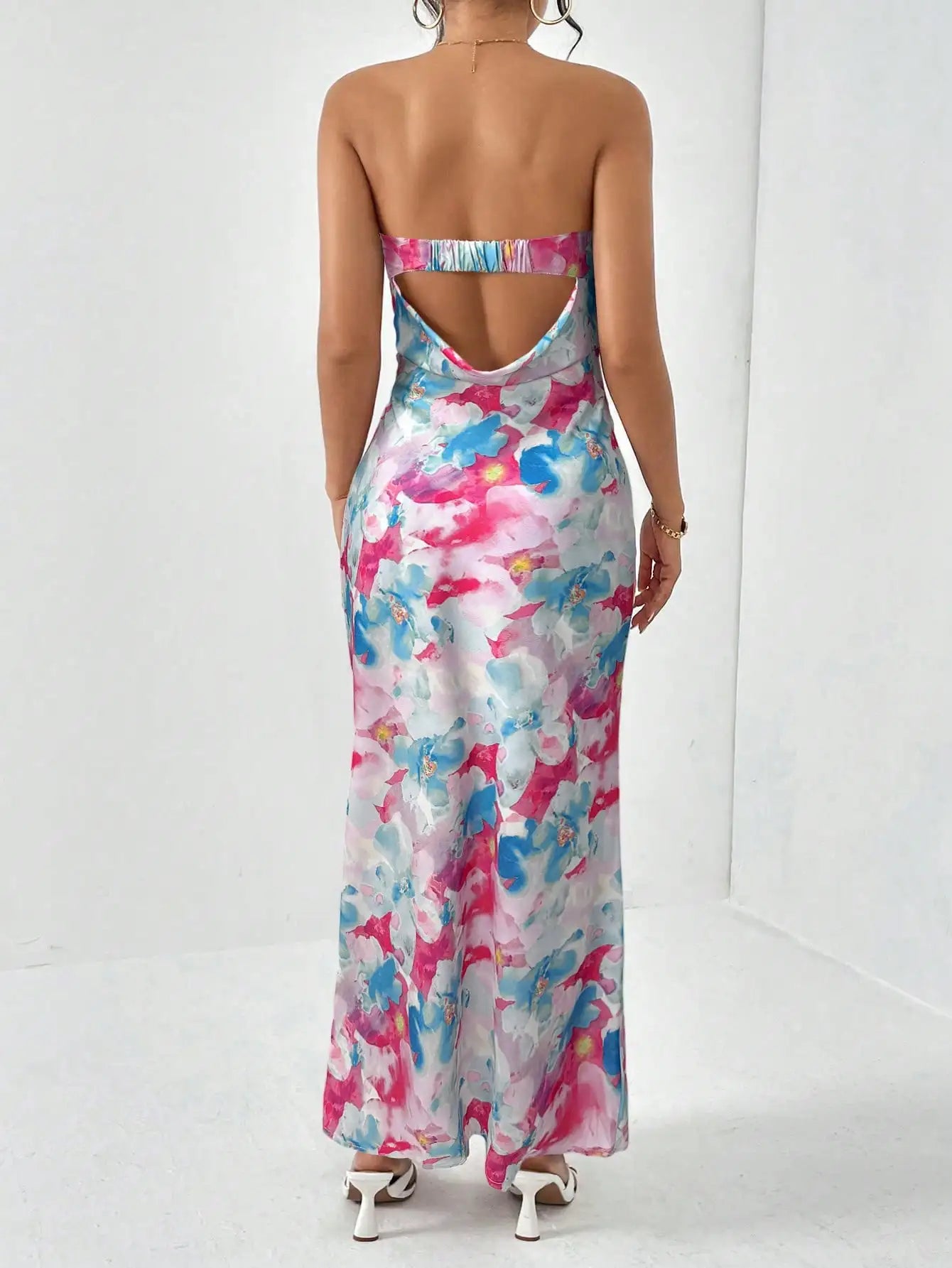 Women Sleeveless Backless Floral Print Maxi Dress Summer by MadisonnSavannahBoutique