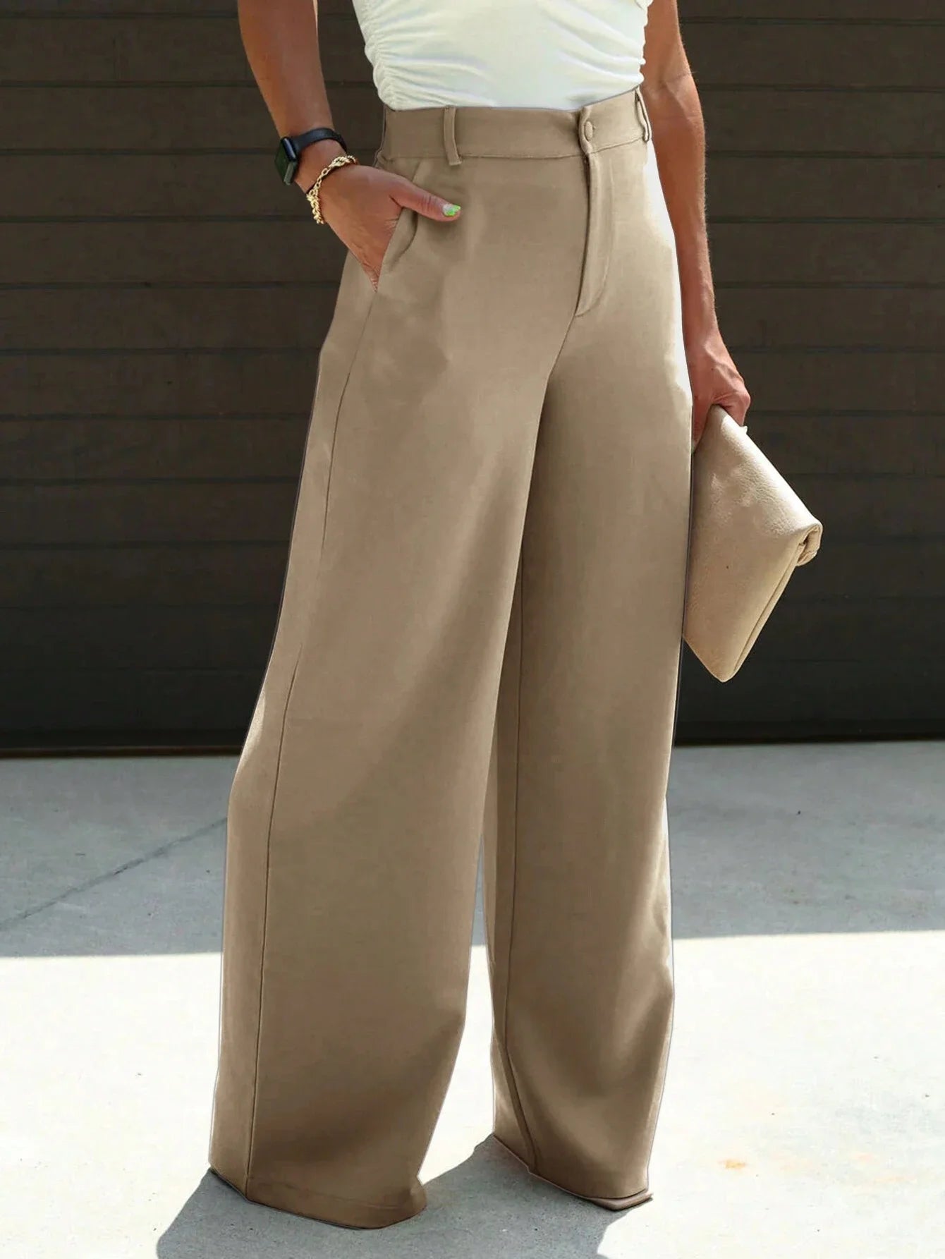 wo-Piece Suit Single Button Blazer And Wide Leg Trousers by MadisonnSavannahBoutique