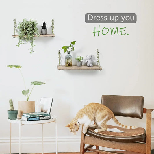 2-Pack 17" Green Leaf Rope Hanging Floating Shelves by MadisonnSavannahBoutique