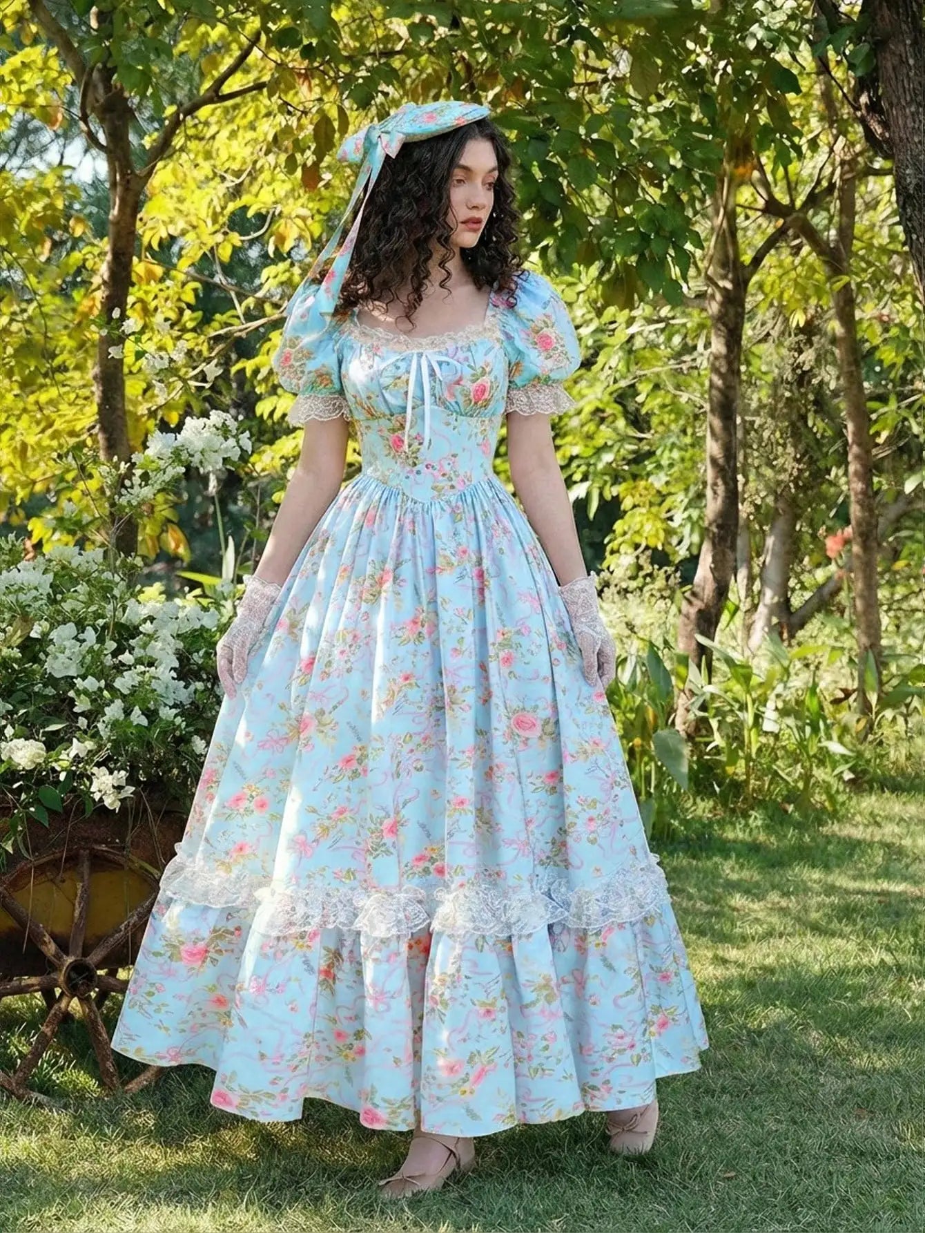 Maxi Dress With Puffed Sleeves, Square Neck, Ruched Bodice, Elegant Style by MadisonnSavannahBoutique