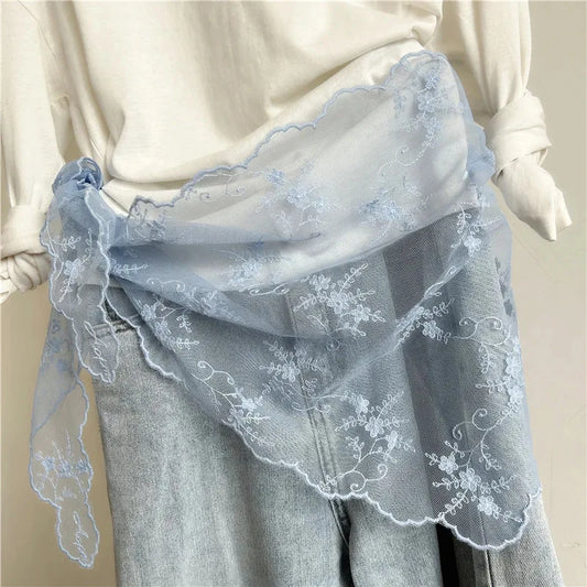 Lace Embroidered Silk Scarf by MadisonnSavannahBoutique