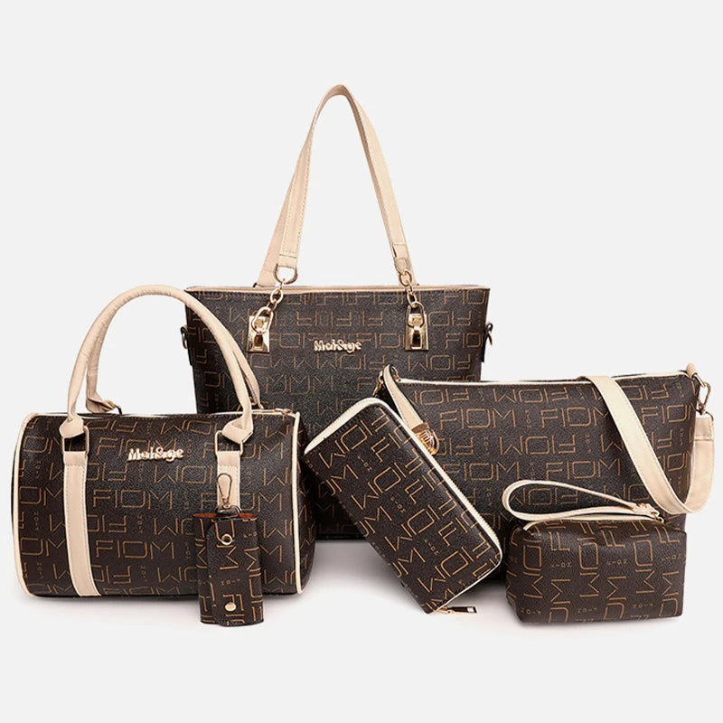 6-Pcs Women Handbag Purse Shoulder Totes Satchel Bags Top-Handle Boston Bag Crossbody Bag Wallet Messenger Set by MadisonnSavannahBoutique