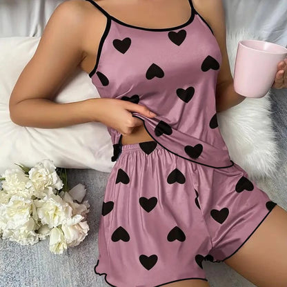 Heart Print Short Sleeve Sleepwear Set by MadisonnSavannahBoutique