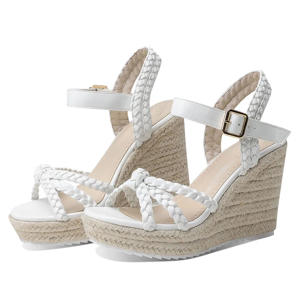 Woven High Wedges Heel Platform Women Sandals Round Toe Bohemia Shoes by MadisonnSavannahBoutique