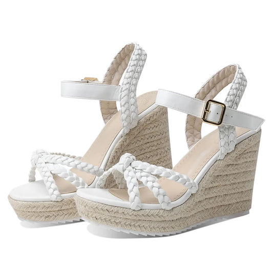 Woven High Wedges Heel Platform Women Sandals Round Toe Bohemia Shoes by MadisonnSavannahBoutique
